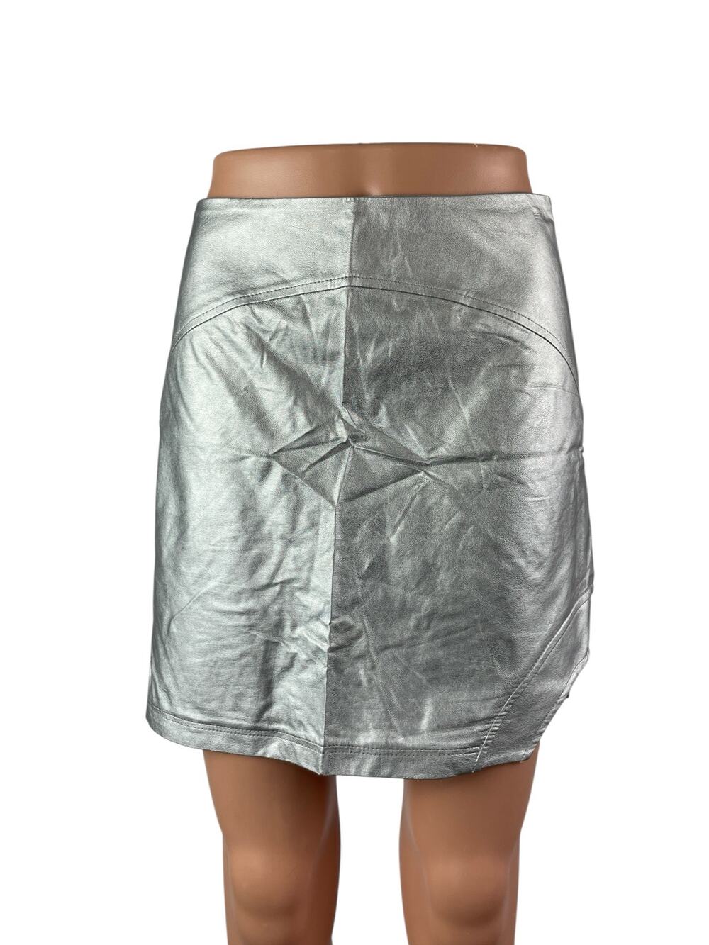 Bel Air Jackson Women's Silver Metallic High Waisted Pencil Mini Skirt Size S/M